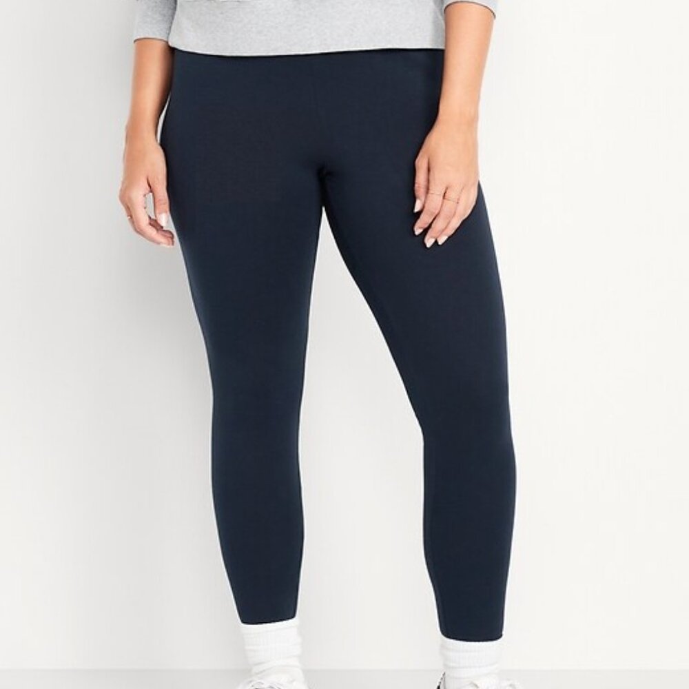 NEW Old Navy Navy Blue High Waisted Fleece Lined Fashion Layering Leggings